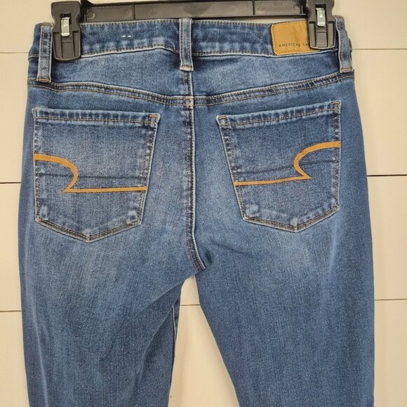 American Eagle Outfitters Blue Long Distressed Skinny Jeans - Picture 6 of 8